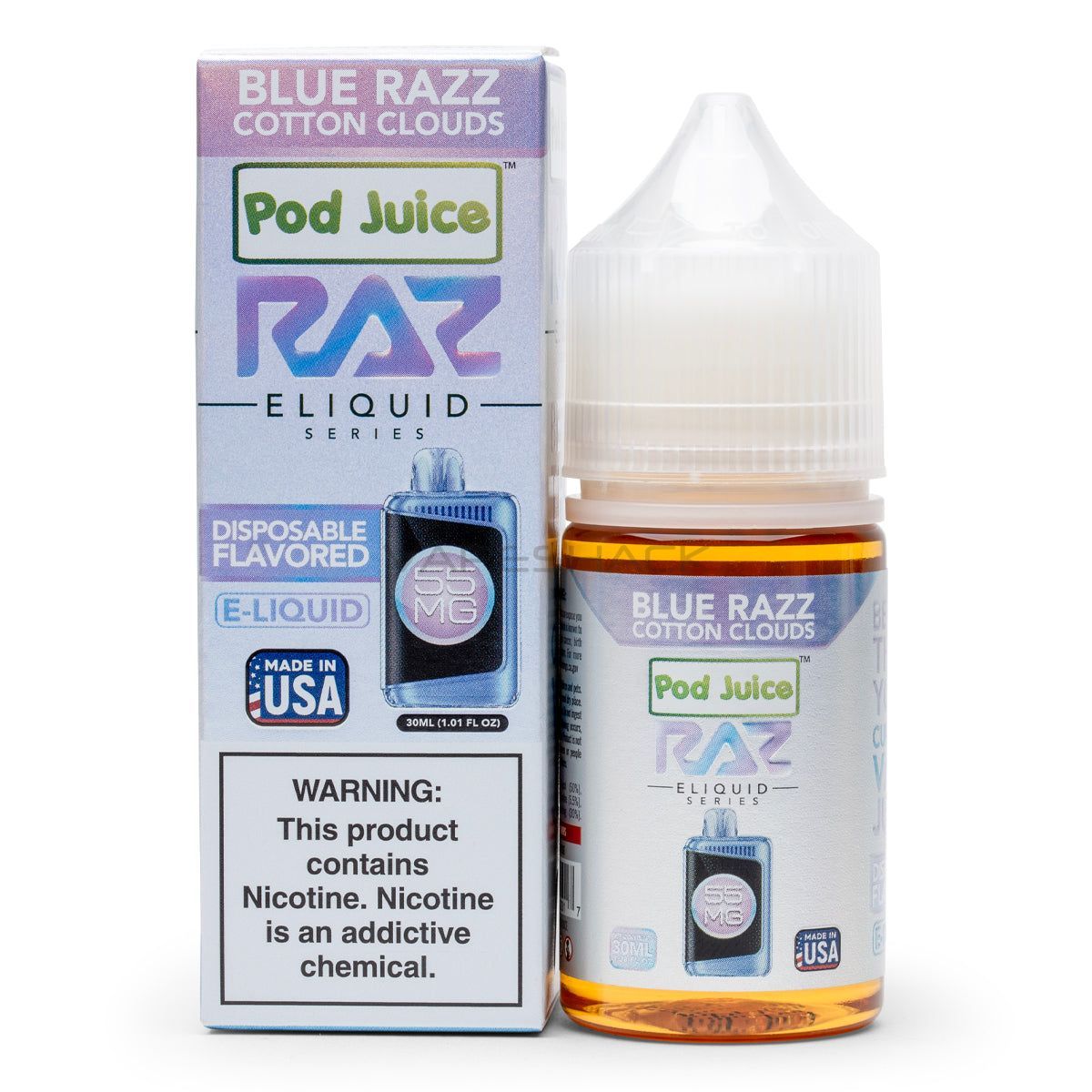 Blue Razz Cotton Clouds - Pod Juice X Raz E-Liquid - 30ML Vape Shack Blue Razz Cotton Clouds - Pod Juice X Raz E-Liquid - 30ML Vape Shack