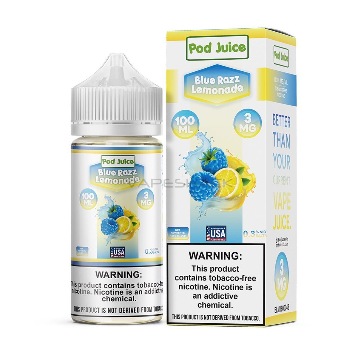 elf bar vape uk Blue Razz Lemonade Freeze - Pod Juice E-Liquid - 100ML - $14.99