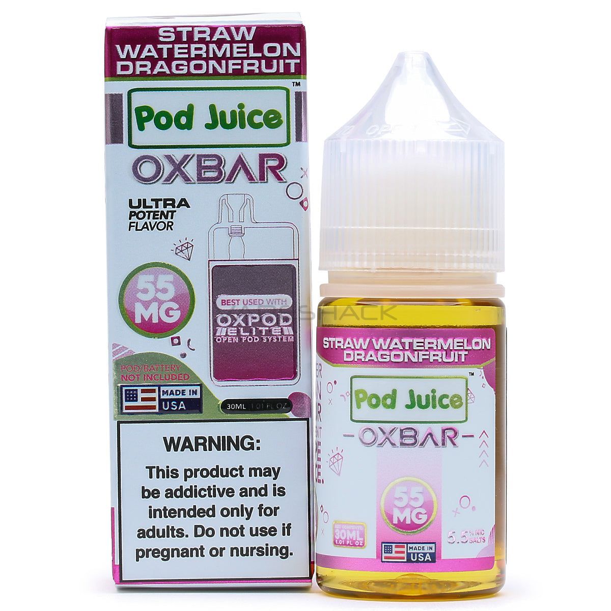 Straw Watermelon Dragonfruit - Pod Juice x Oxbar Salts - 30ML  Vape Shack
