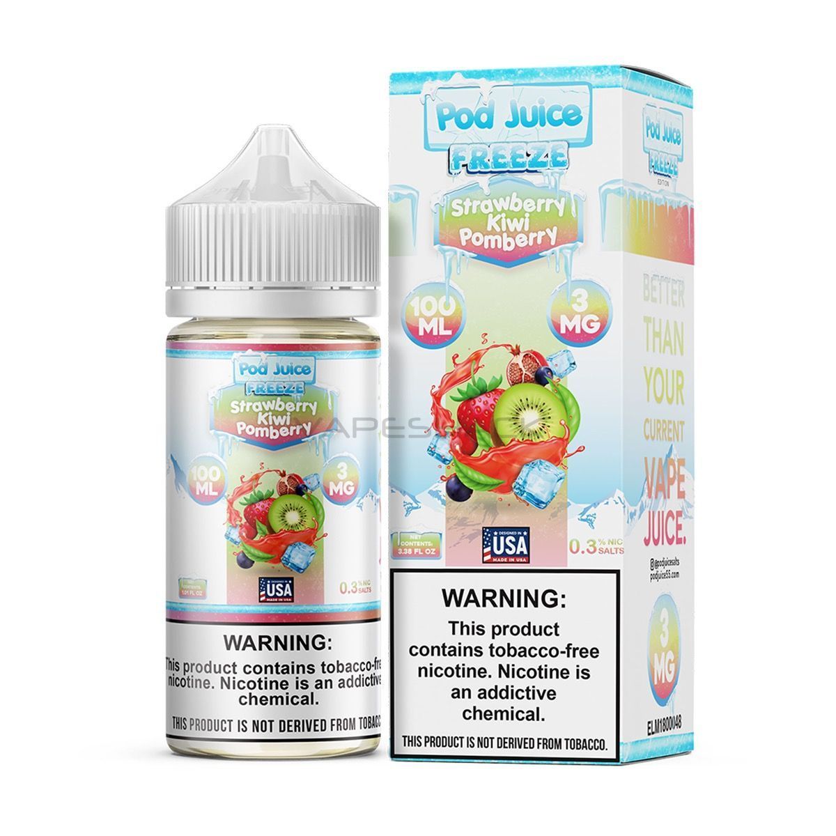 Strawberry Kiwi Pomberry Freeze - Pod Juice E-Liquid - 100ML - $14.99 - Vape Shack Strawberry Kiwi Pomberry Freeze - Pod Juice E-Liquid - 100ML - $14.99 - Vape Shack